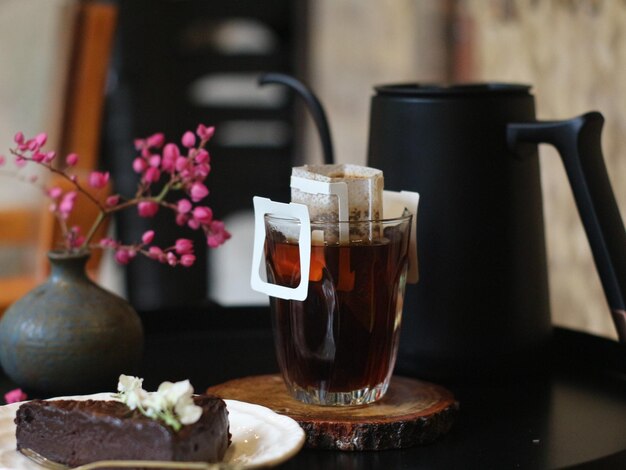 Photo close-up of drink on table