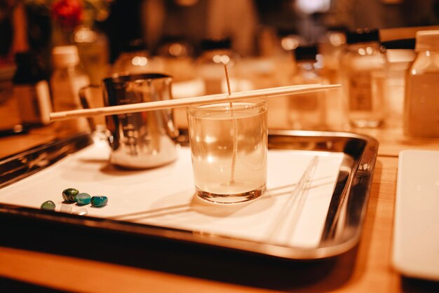 Photo close-up of drink on table