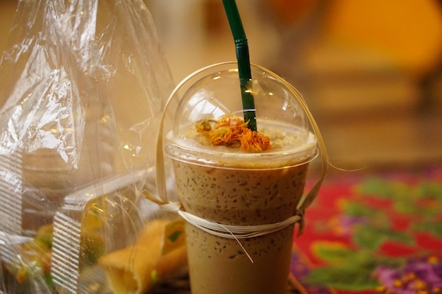 Photo close-up of drink on table