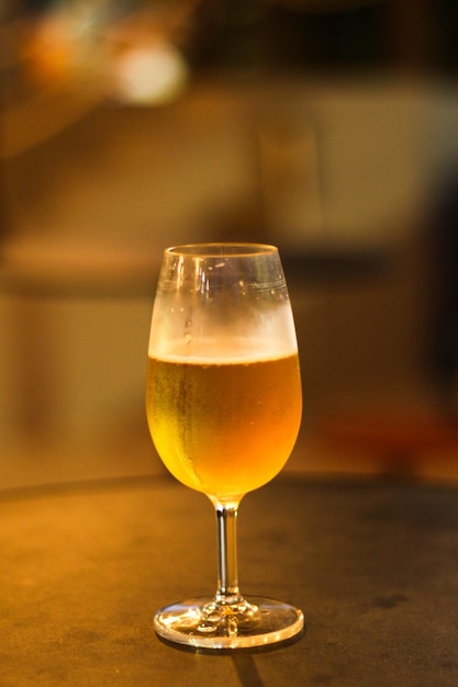 Close-up of drinking glass with condensation