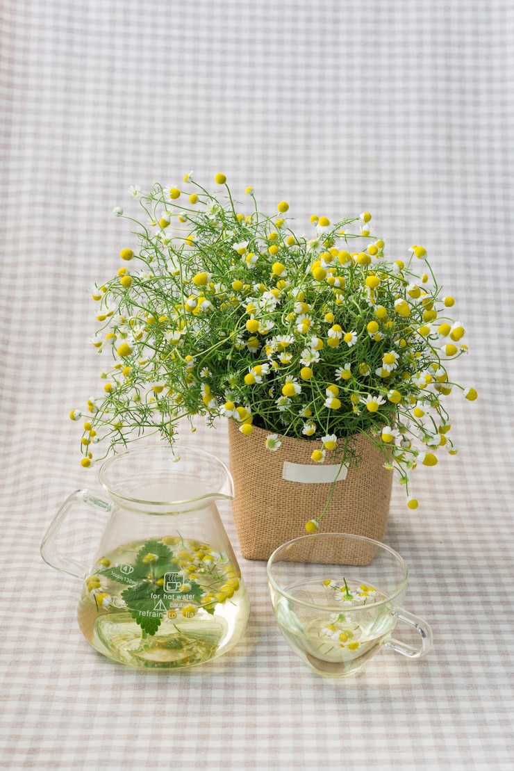 Photo テーブルの上の花と一緒に飲み物のクローズアップ