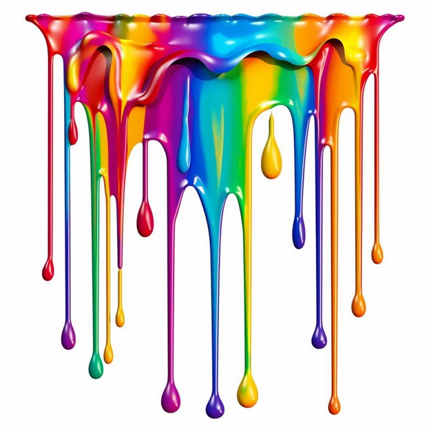 Photo a close up of a dripping cake with rainbow paint on it generative ai