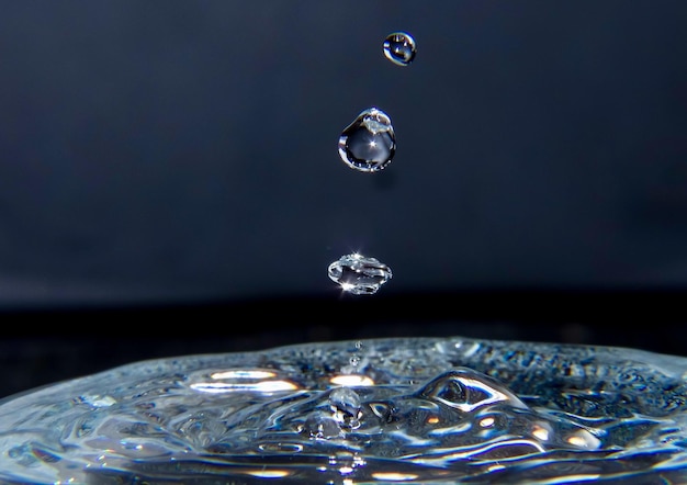 Close-up of drop falling in water