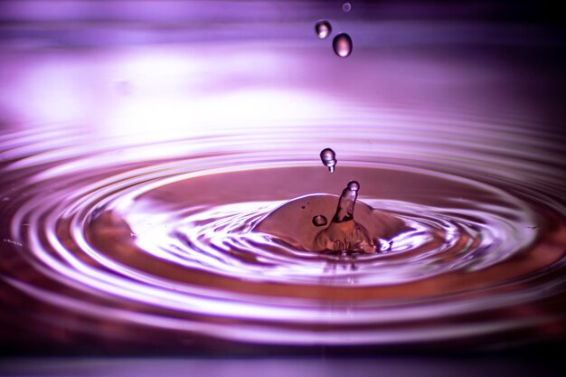 Close-up of drop falling on water