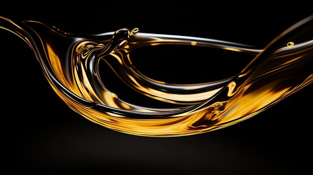 Close up of a drop of oil creating ripples isolated black background