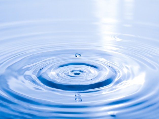 Close up drop of water on blue background