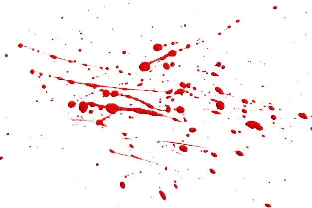 close-up druppels rood bloed geïsoleerd op witte abstracte achtergrond