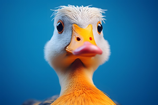 A close up of a duck