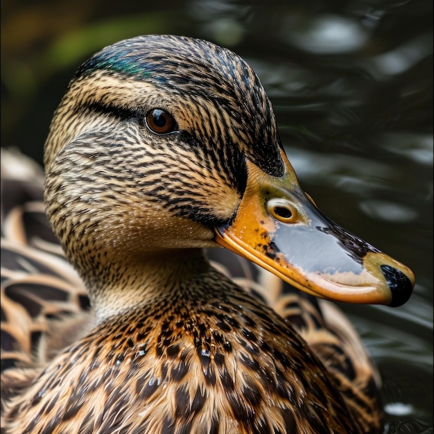 A close up of a duck