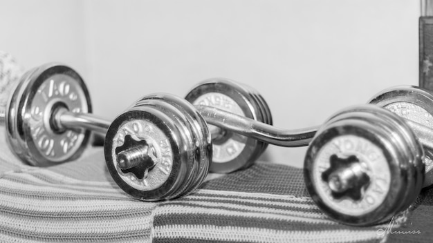 Photo close-up of dumbbells