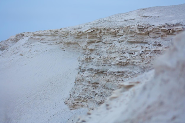 Close-up dunes of white sand in the desert