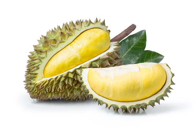 Close-up durian fruit geïsoleerd op witte achtergrond