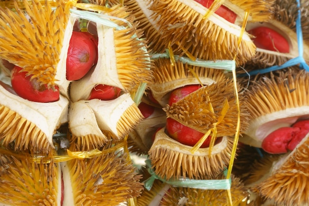 Photo close-up of durian for sale