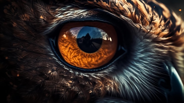 A close up of an eagle eye