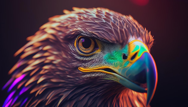 A close up of an eagle's face