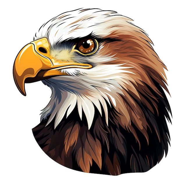 Close up of eagle's head on white background Generative AI