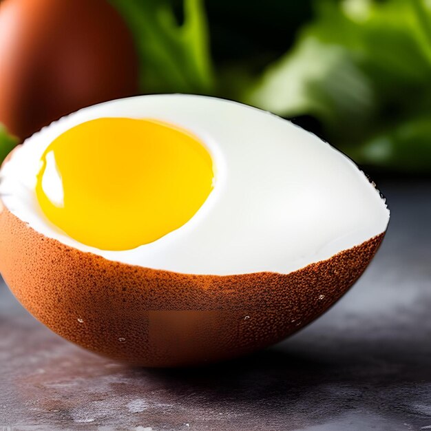 Photo a close up of a egg shell with the word egg on it