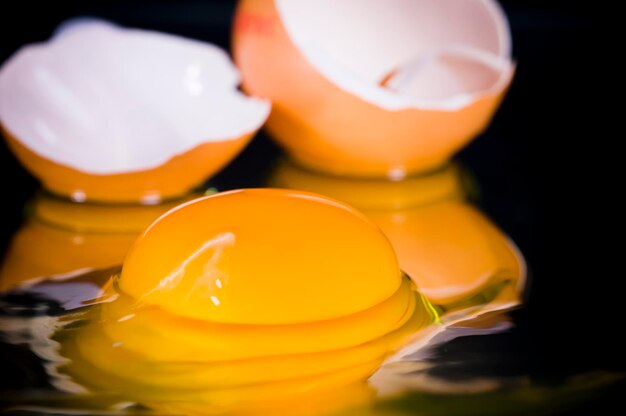 Close-up of egg yolks