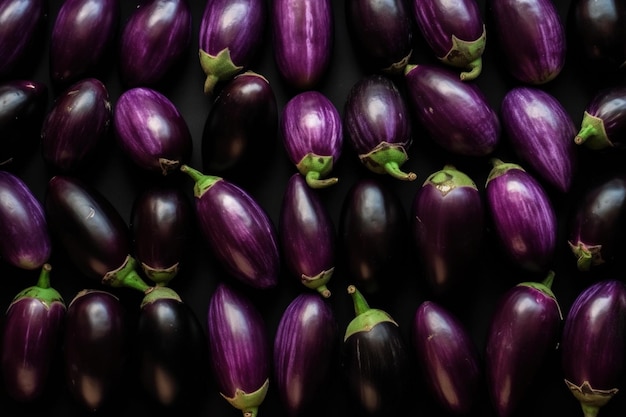 Photo a close up of eggplant with green tips