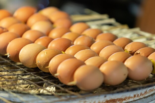 Close-up of eggs in basket