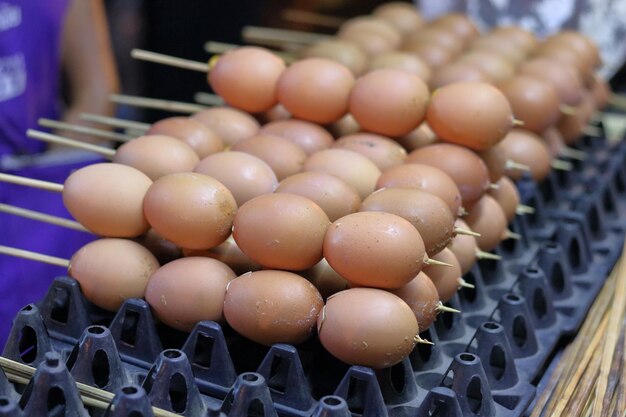 Close-up of eggs in market