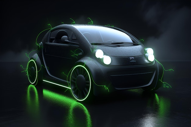 Фото Модель электрического автомобиля вблизи генеративный ии