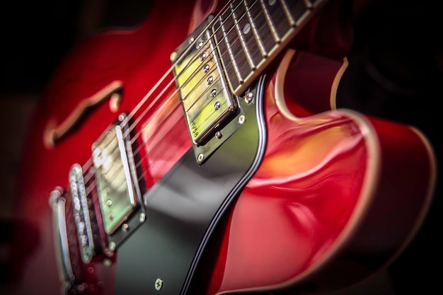 Photo close-up of electric guitar