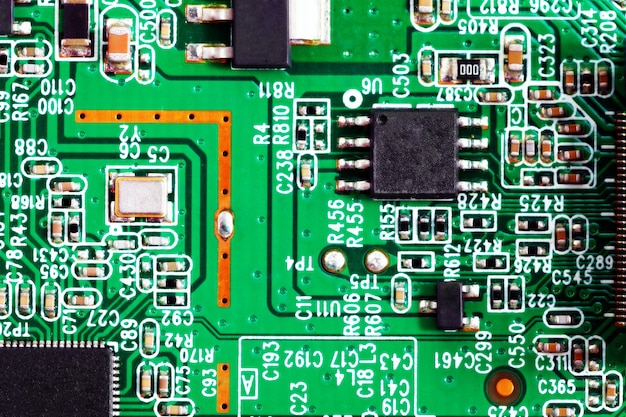 Close-up of electronic circuit board. Macro .