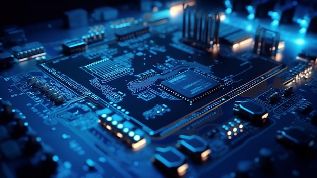 Close up of electronic circuit board Technology background 3D rendering generative ai