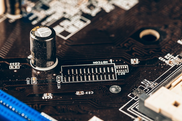 Close up of a electronic circuit board with processor