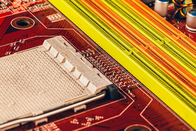 Close up of a electronic circuit board with processor