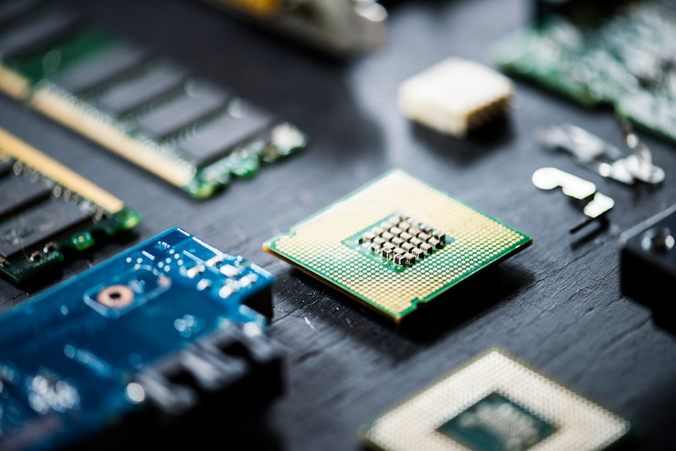 Photo close up of electronics computer components