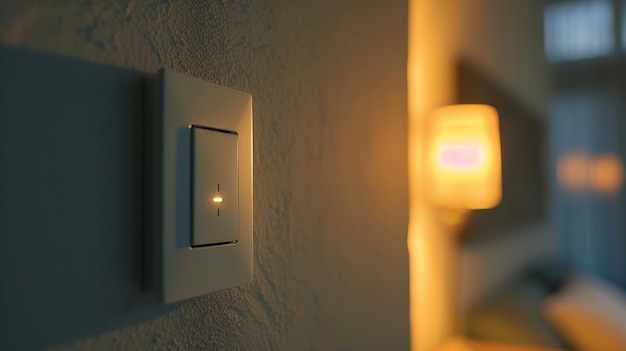 Foto close-up elementen van het interieur van het appartement de lichtschakelaar op de muur generatieve ai