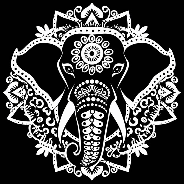 Photo a close up of an elephant with a decorative pattern on its head generative ai