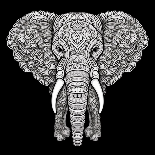 a close up of an elephant with intricate patterns on its head generative ai