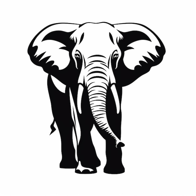 Крупный план слона с бивнем на белом фоне, генеративный ИИ