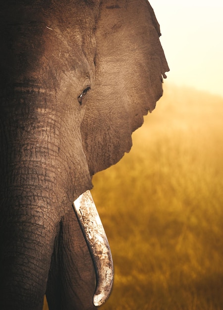 Foto prossimo piano di un elefante