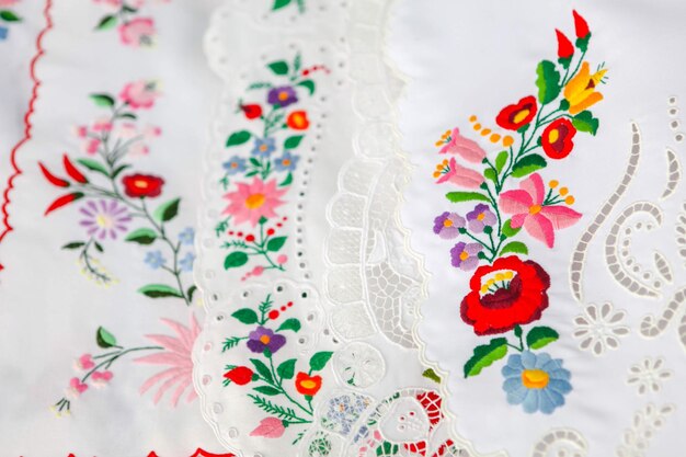 Photo close-up of embroidery on textile