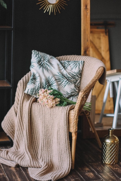 Close-up of empty chair on table at home