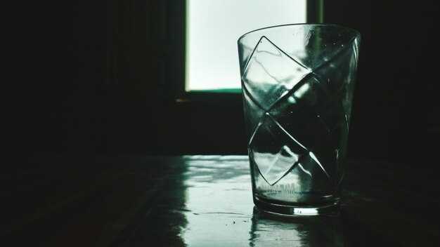 Close-up of empty glass on table