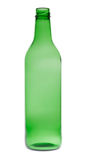 Close-up of empty green bottle against white background