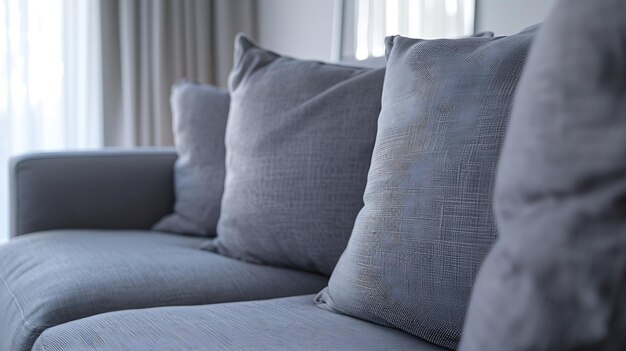 close up empty grey fabric sofa decoration in a room Generative AI