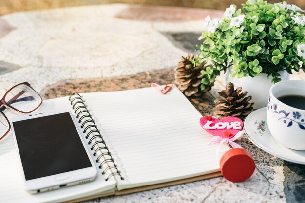 Close-up of empty notebook