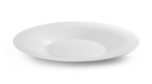 close-up of empty plate against white background