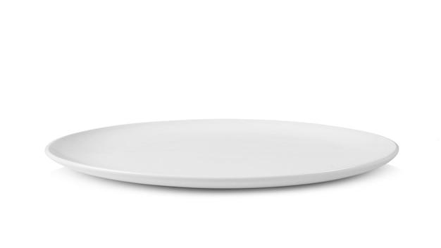 Photo close-up of empty plate against white background