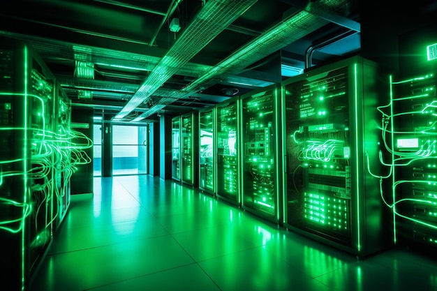 Close up of energy efficient lighting solutions in a server room