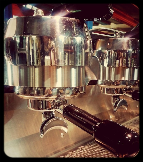 Photo close-up of espresso coffee machine