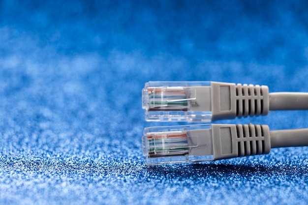 Close-up of ethernet cables with copy space