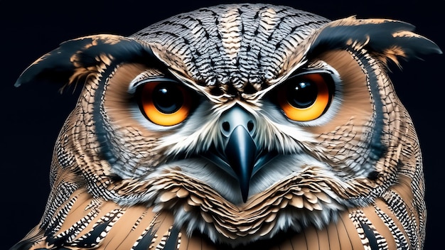 close up the evil eyes eagle owl Generative Ai