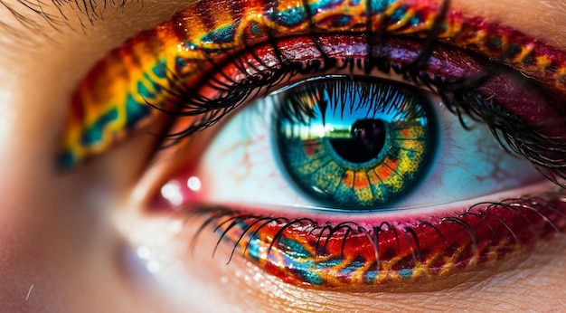 Foto up di occhio up di un occhio femminile sfondo occhio colorato sfondo occhiaio femminile